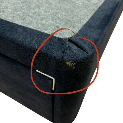 ‘Harrison’ Navy Blue Fabric 4 Draw Divan Base with Floor Standing Headboard - Super King