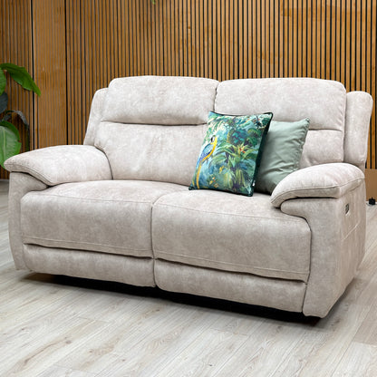 'Touch' Bfa-Bnn-R26 Cream Velvet Fabric 2 Seater Power Recliner Sofa