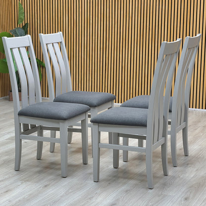 Furnitureland ‘Augusta’ Dark Grey Upholstered Set of 4 Slatted Back Dining Chairs