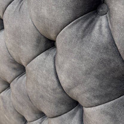 ‘Reggis’ Marble Grey Velvet 2 Draw Divan Base with Floor Standing Headboard - King