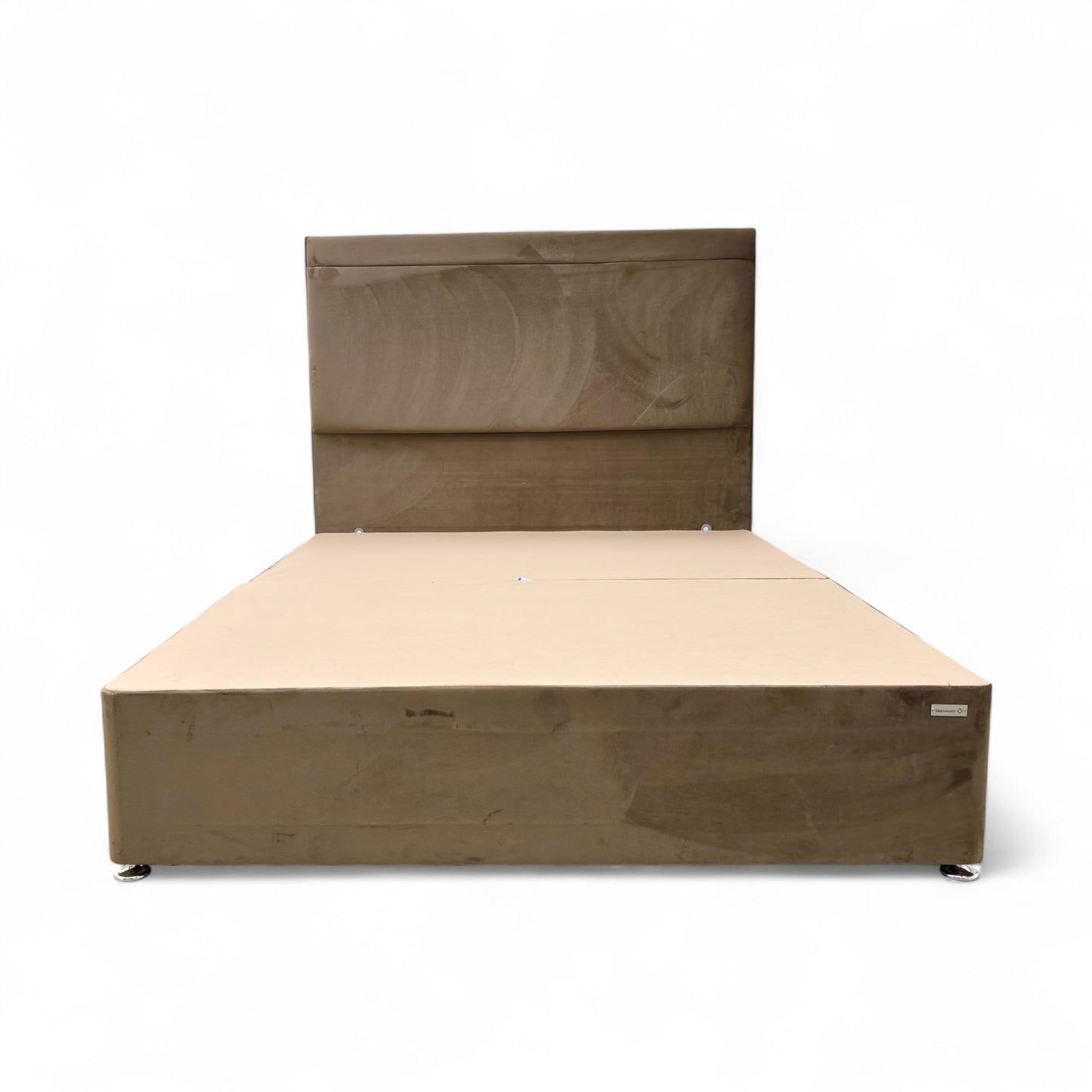 ‘Torino’ Chocolate Velvet 2 Draw Divan Base with Floor Standing Headboard - King