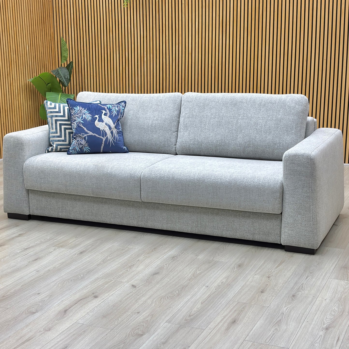 ‘Archie’ Light Grey Fabric 4 Seater Deluxe Sofa Bed