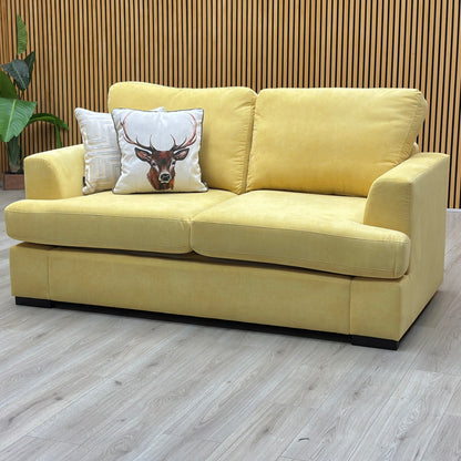 ‘Freya’ Lemon Yellow Freya Fabric 2 Seater Deluxe Sofa Bed