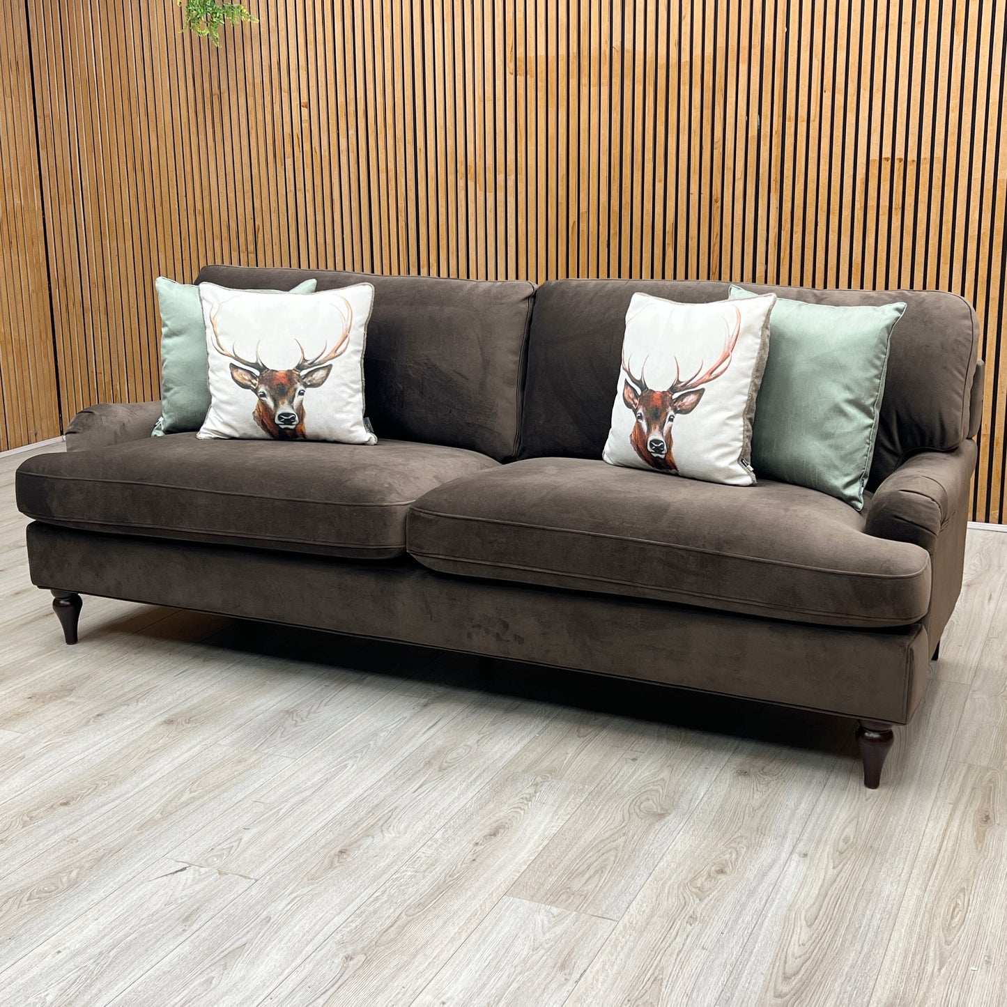 ‘Hampshire’ Cappuccino Brown Fabric 3 Seater Sofa