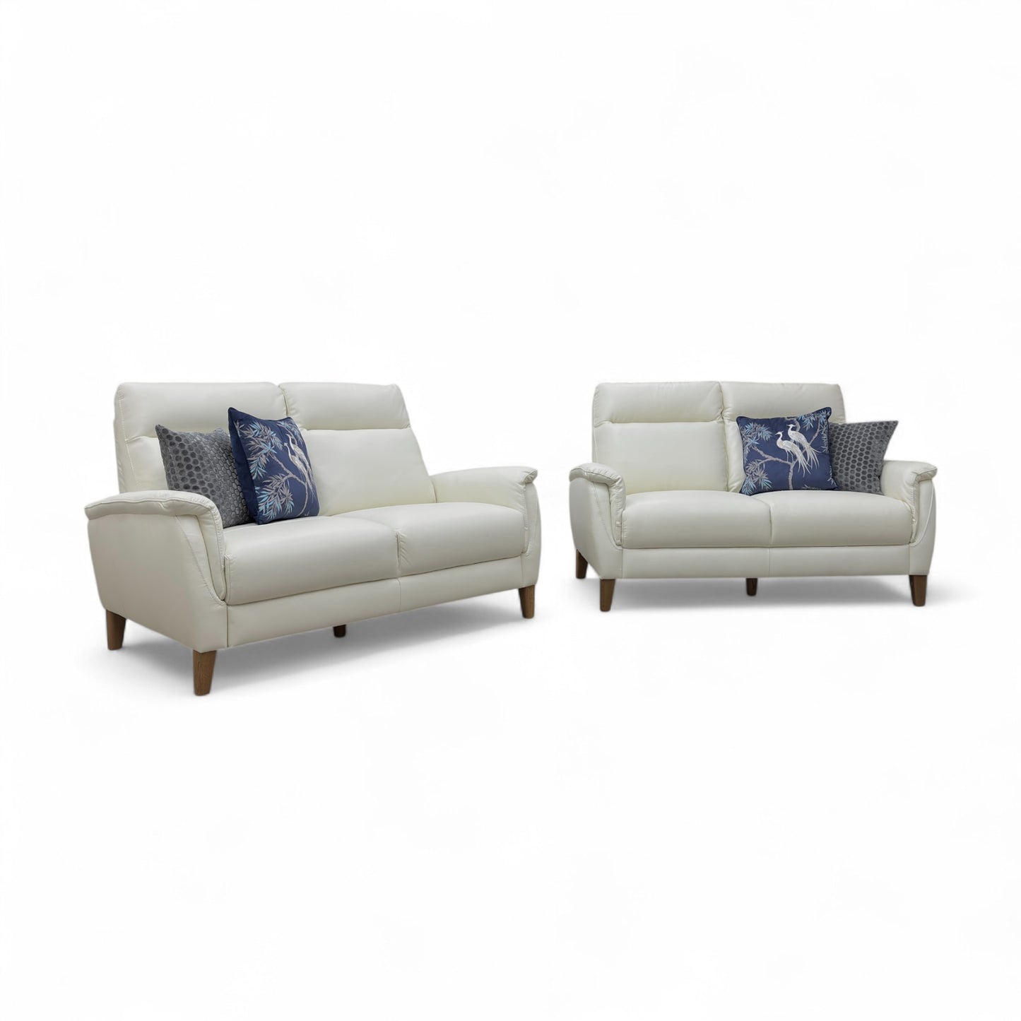 ‘Linden’ White Leather 2 + 2 Seater Sofa Set