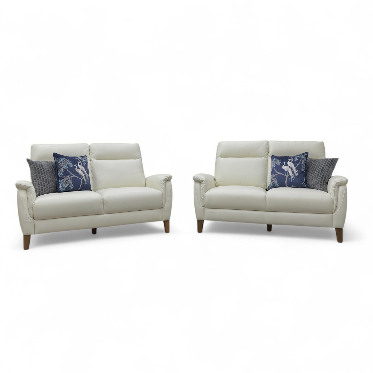 ‘Linden’ White Leather 2 + 2 Seater Sofa Set