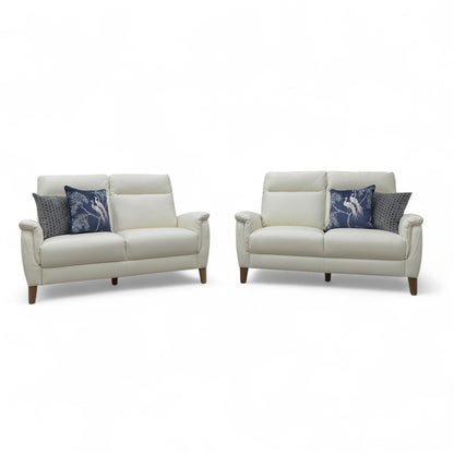 ‘Linden’ White Leather 2 + 2 Seater Sofa Set