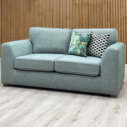 ‘Lorella’ Duck Egg Blue Fabric Formal Back Large 2 Seater Deluxe Sofa Bed