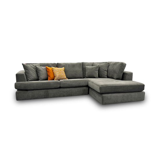 'Stratus' Graphite Gracelands Fabric Right Hand Facing Corner Chaise Sofa