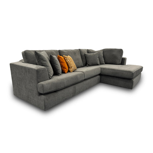 'Stratus' Graphite Gracelands Fabric Right Hand Facing Corner Chaise Sofa