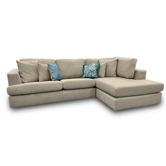 'Stratus' Ashley Oatmeal Weave Fabric Right Hand Facing Corner Chaise Sofa