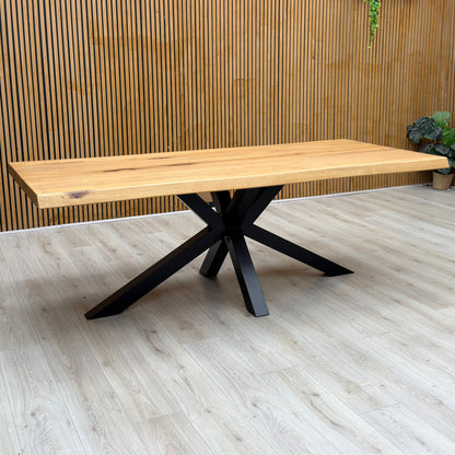 Bodahl ‘Njord’ 1 Oil Solid Oak Raw Edge 220cm Dining Table with Metal Star Base