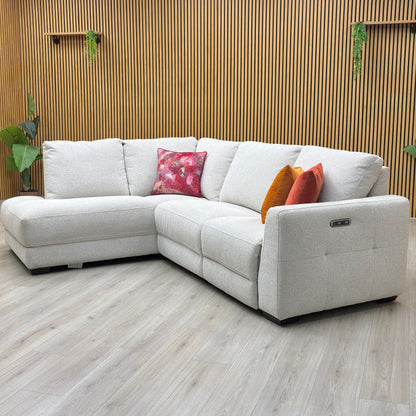 'Dinky’ Milan Natural 61100 Fabric Left Hand Facing Corner Chaise End Power Recliner Sofa