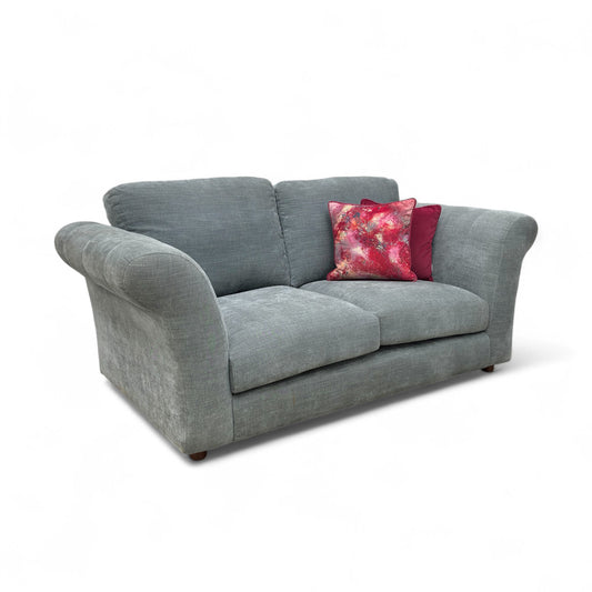 ‘Amelie’ Polar Grey Linen 2 Seater Sofa with Scroll Arms