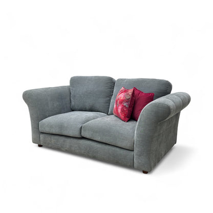 ‘Amelie’ Polar Grey Linen 2 Seater Sofa with Scroll Arms