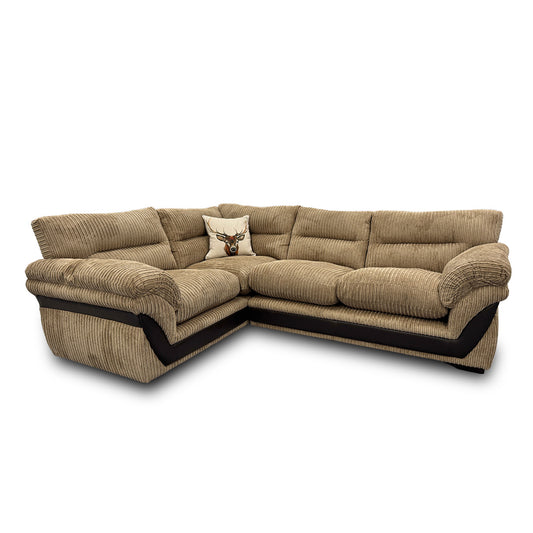 'Zana' Nutmeg Combination Samson Jumbo Cord Right Hand Facing Arm 2 Piece Corner Sofa