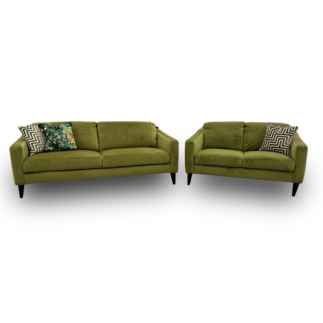'Oslo' Artichoke Green Italian Velvet 3 + 2 Seater Sofa Set