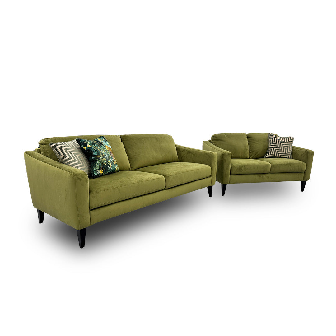 'Oslo' Artichoke Green Italian Velvet 3 + 2 Seater Sofa Set