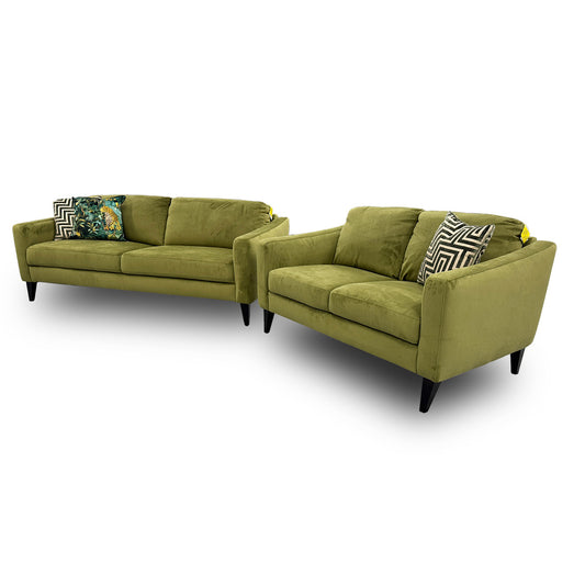 'Oslo' Artichoke Green Italian Velvet 3 + 2 Seater Sofa Set
