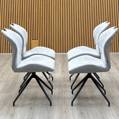 ‘Raul’ Stone Grey Fabric Set of 4 Swivel Dining Chairs