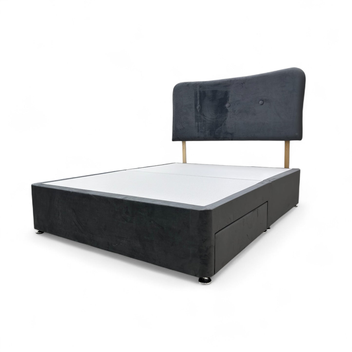 ‘Grace’ Grey Velvet 2 Draw Divan Base with Headboard
