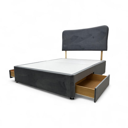 ‘Grace’ Grey Velvet 2 Draw Divan Base with Headboard