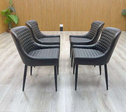 'Osaka' Black Faux Leather Set of 4 Dining Chairs