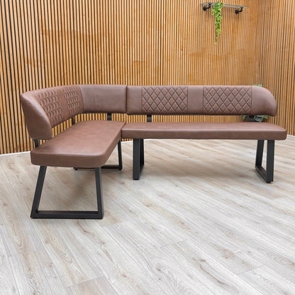 ‘Venus’ Tan Brown Faux Leather Left Hand Facing Corner Bench
