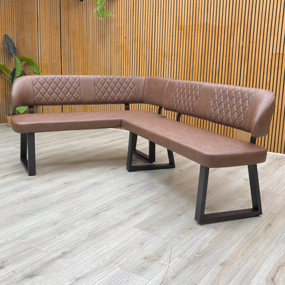 ‘Venus’ Tan Brown Faux Leather Left Hand Facing Corner Bench