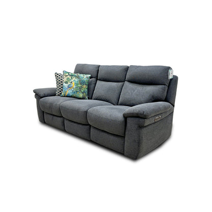 Comfort Story _Serene_ Fab-Meo-R25 Iron Grey Fabric Power Recliner with Power Headrest and Power Lumbar Split 3 Seater Sofa