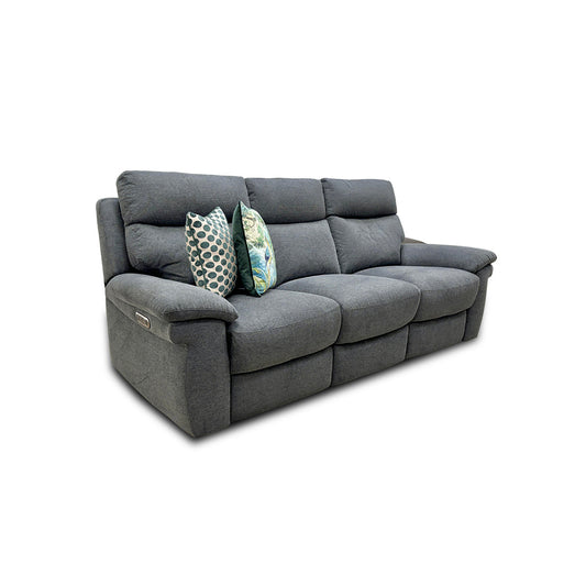 Comfort Story _Serene_ Fab-Meo-R25 Iron Grey Fabric Power Recliner with Power Headrest and Power Lumbar Split 3 Seater Sofa