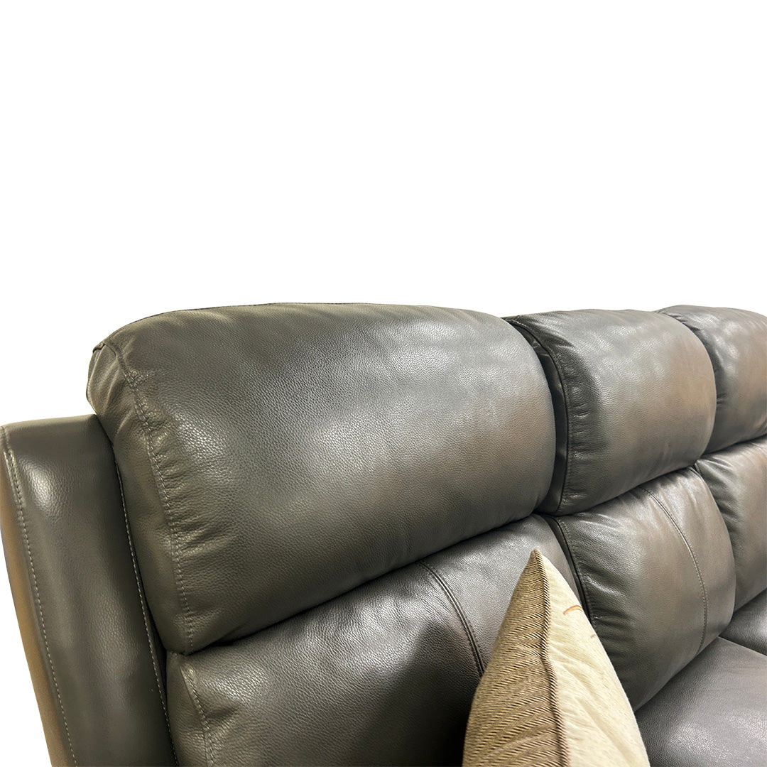 'Blair' Charcoal Grey Florida Leather Manual Recliner 3 Seater Sofa + Power Recliner 2 Seater Sofa + Storage Footstool