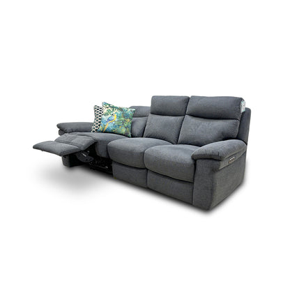 Comfort Story _Serene_ Fab-Meo-R25 Iron Grey Fabric Power Recliner with Power Headrest and Power Lumbar Split 3 Seater Sofa