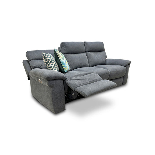 Comfort Story _Serene_ Fab-Meo-R25 Iron Grey Fabric Power Recliner with Power Headrest and Power Lumbar Split 3 Seater Sofa