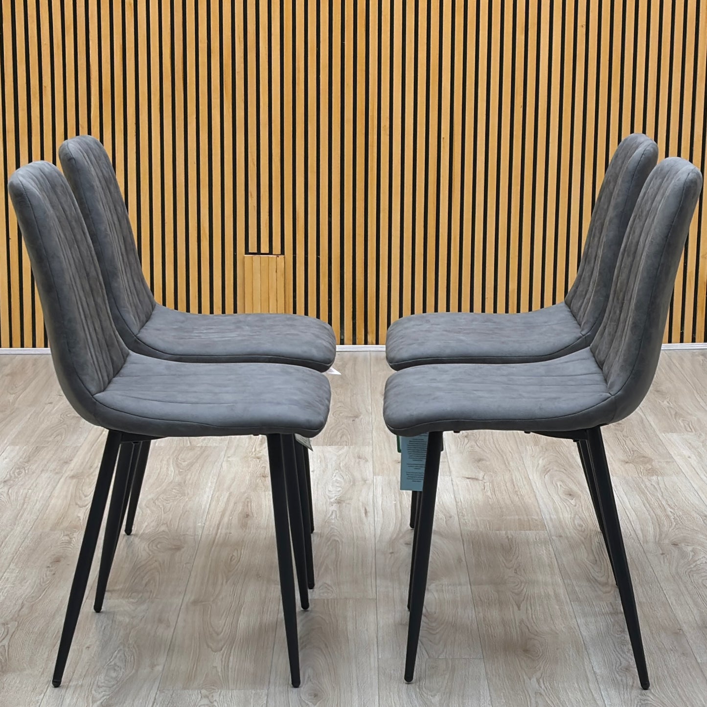‘Lisa’ Grey Microfibre Fabric Set of 4 Dining Chairs
