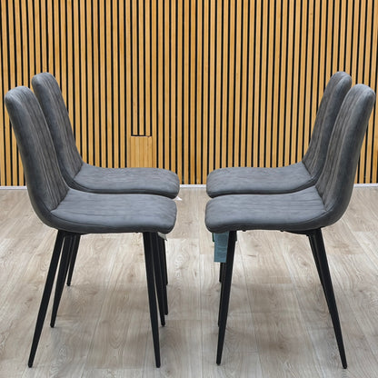 ‘Lisa’ Grey Microfibre Fabric Set of 4 Dining Chairs