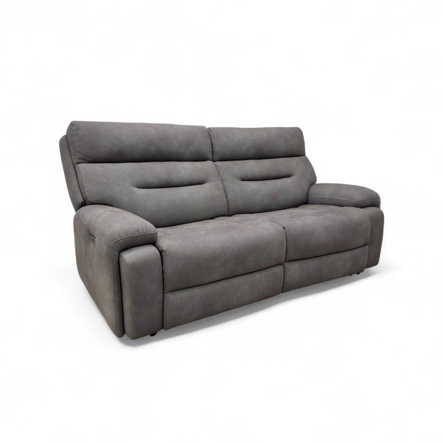 ‘Cinemax’ Np-1107 Nappa Grey Fabric Power Recliner 3 Seater Sofa with Power Headrests