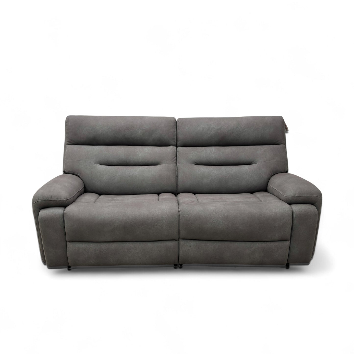 ‘Cinemax’ Np-1107 Nappa Grey Fabric Power Recliner 3 Seater Sofa with Power Headrests