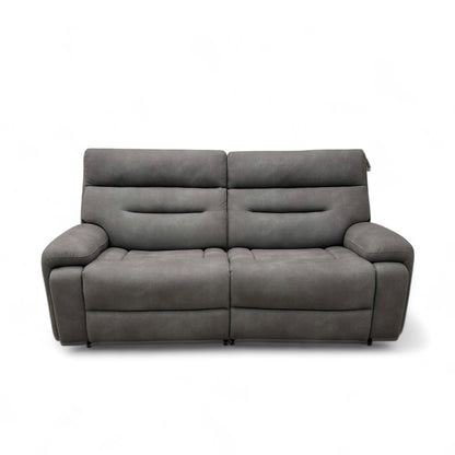 ‘Cinemax’ Np-1107 Nappa Grey Fabric Power Recliner 3 Seater Sofa with Power Headrests