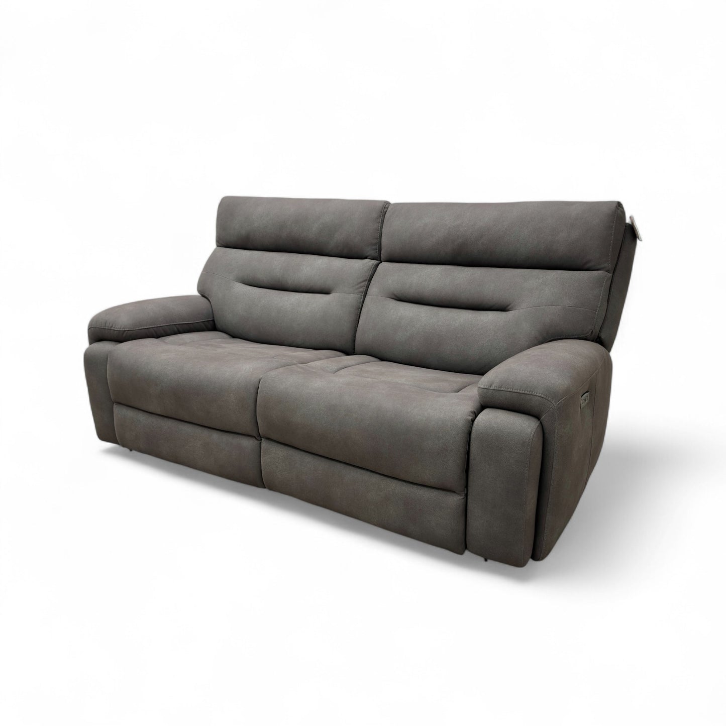 ‘Cinemax’ Np-1107 Nappa Grey Fabric Power Recliner 3 Seater Sofa with Power Headrests