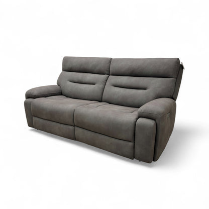 ‘Cinemax’ Np-1107 Nappa Grey Fabric Power Recliner 3 Seater Sofa with Power Headrests