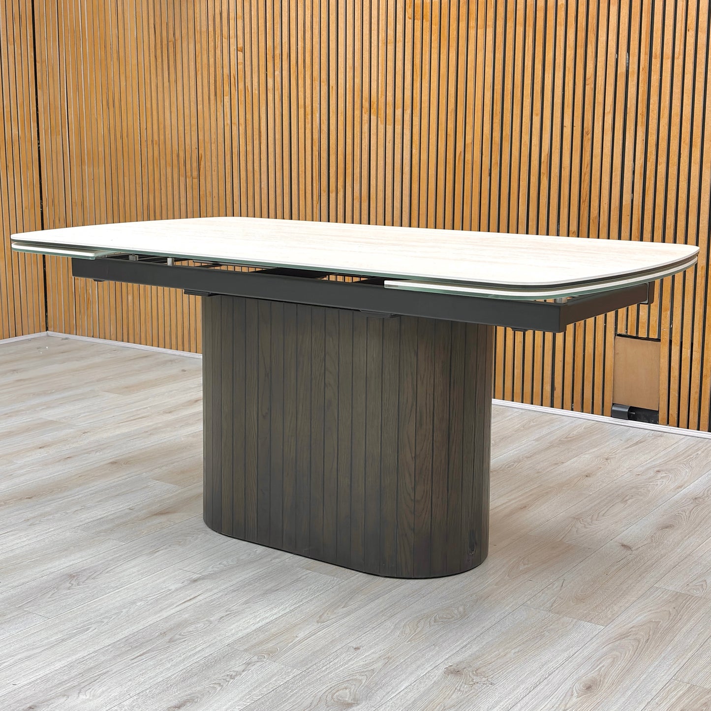 ‘Tiber’ Cermaic Top Draw Leaf Extending Dining Table