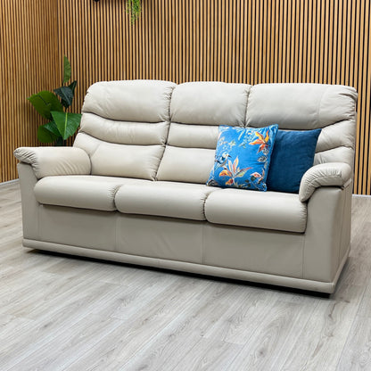 G Plan ‘Malvern’ L840 Cambridge Chalk Leather 3 Cushion 3 Seater Sofa