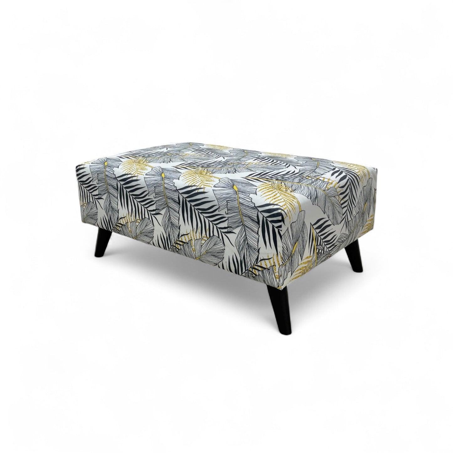 ‘Leah’ Jungle Pattern Velvet Banquette Footstool