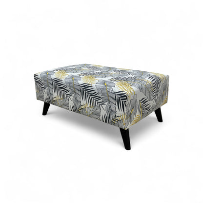 ‘Leah’ Jungle Pattern Velvet Banquette Footstool