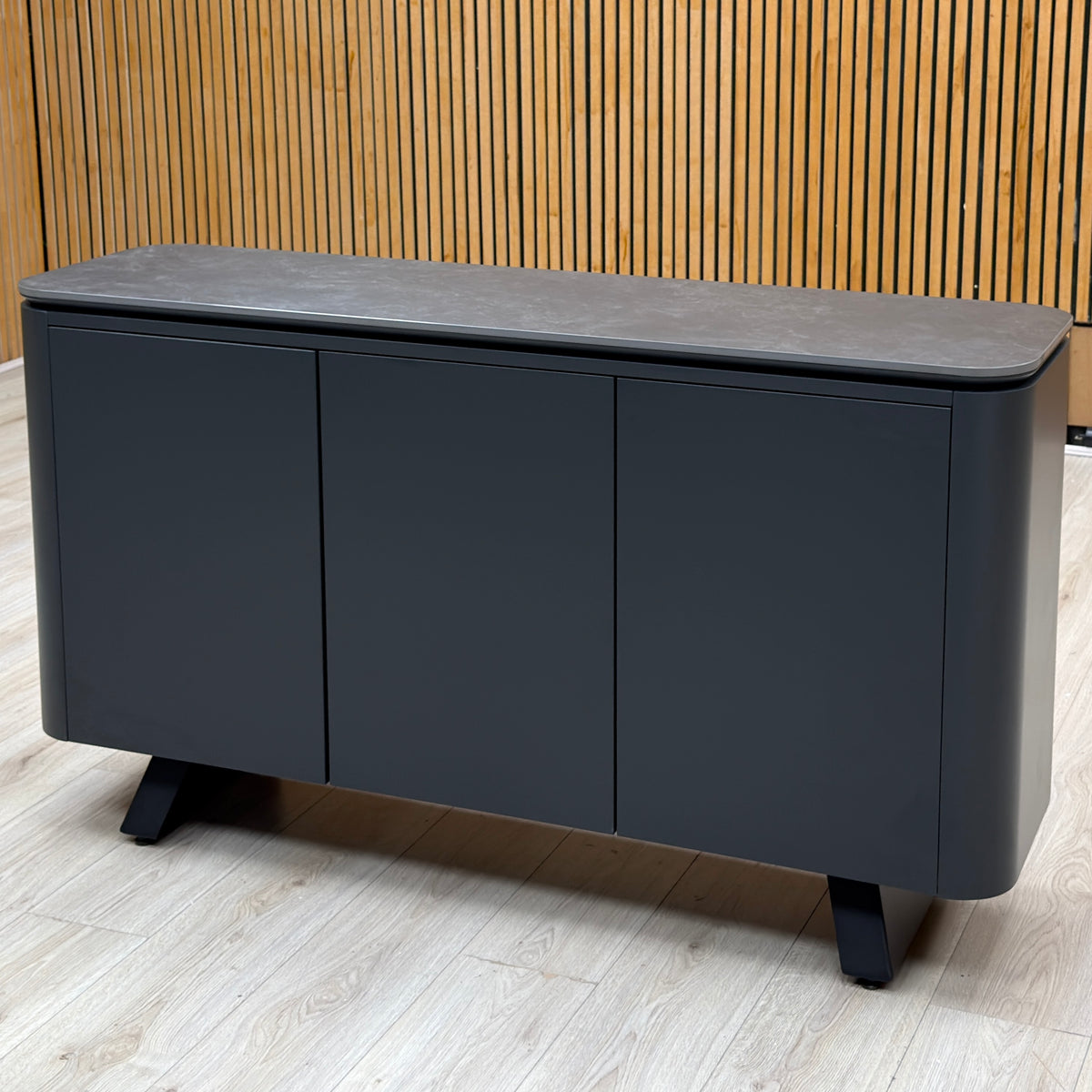 'Warrior' Grey Sintered Stone Top 3 Door Sideboard