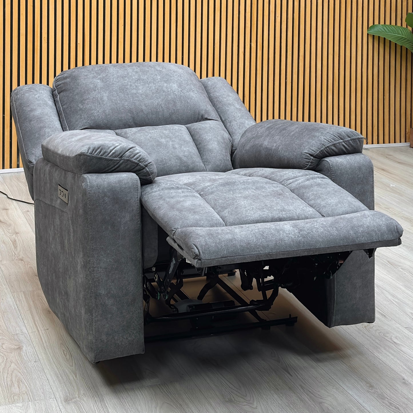 ‘Savoy’ Dark Grey Microfiber Fabric 3 + 2 Seater Power Recliner with Power Armchair Sofa Set