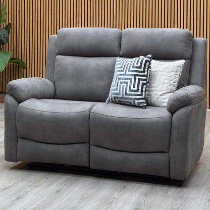 ‘Linea’ Storm Grey Microfiber Fabric 3 + 2 Seater Power Recliner with Power Armchair Sofa Set