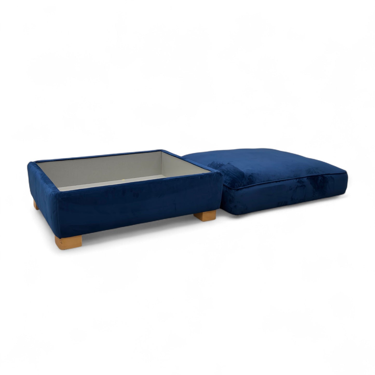 ‘Elora’ Royal Blue Velvet Large Storage Footstool