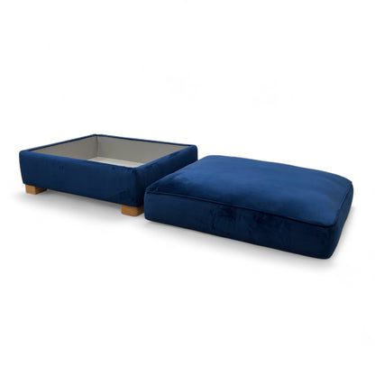 ‘Elora’ Royal Blue Velvet Large Storage Footstool